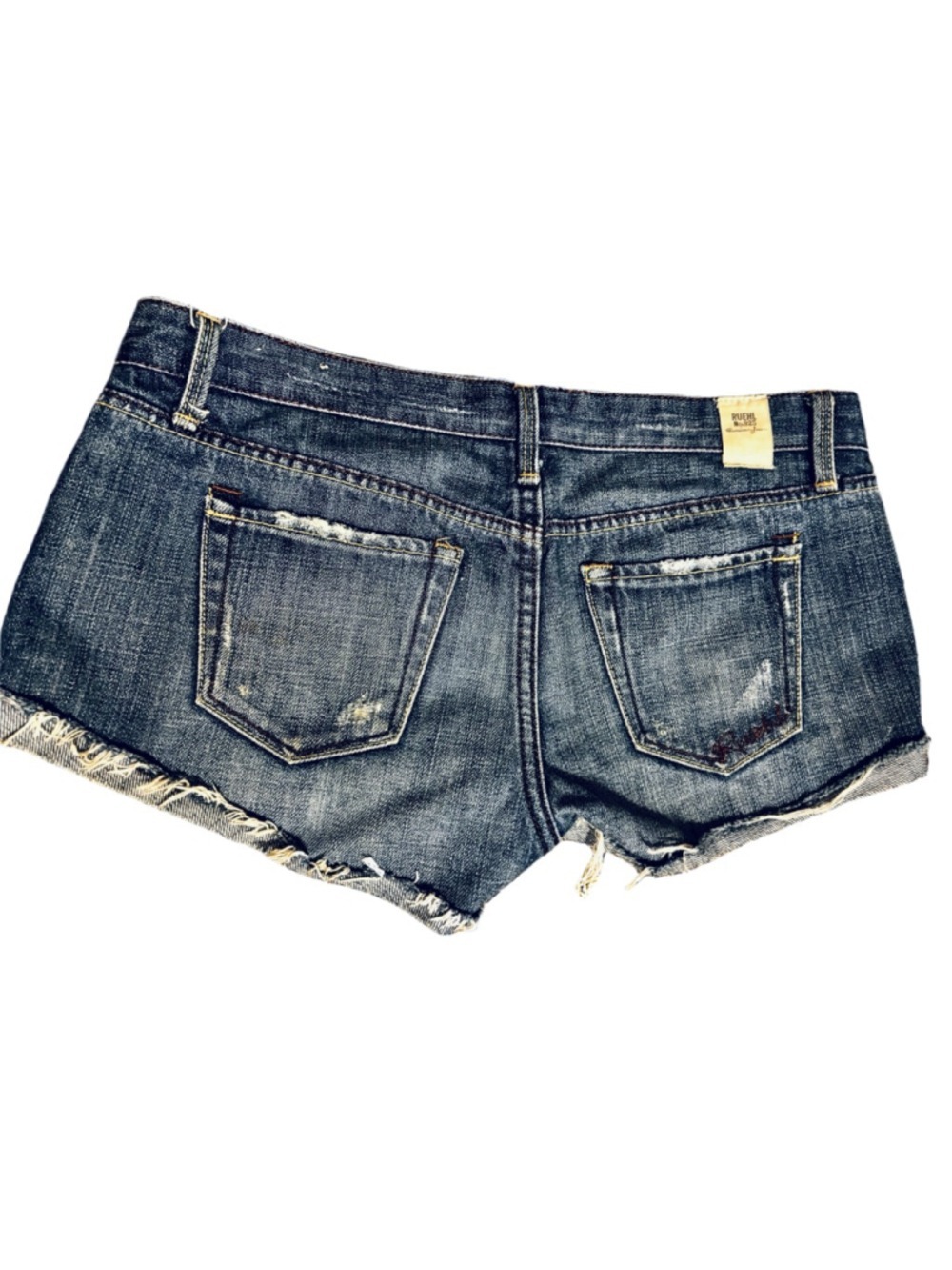 Vintage Ruehl Super Low Rise Distressed Jean Shorts Size 25 - Picture 8 of 10